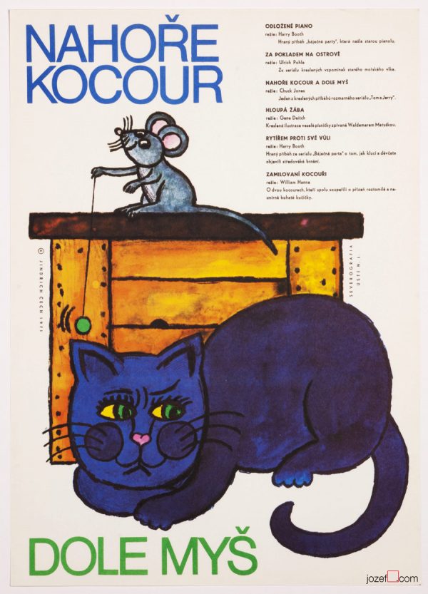 Kids Movie Poster, The Cat Above and the Mouse Bellow, 70s Cinema Art