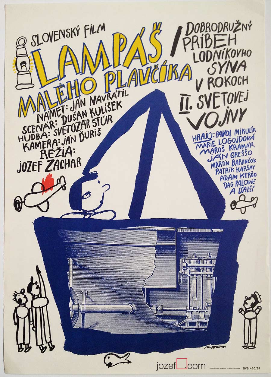Kids Movie Poster, Lamp of Little Lifeguard, Ivan Popovic, 80s Cinema Art