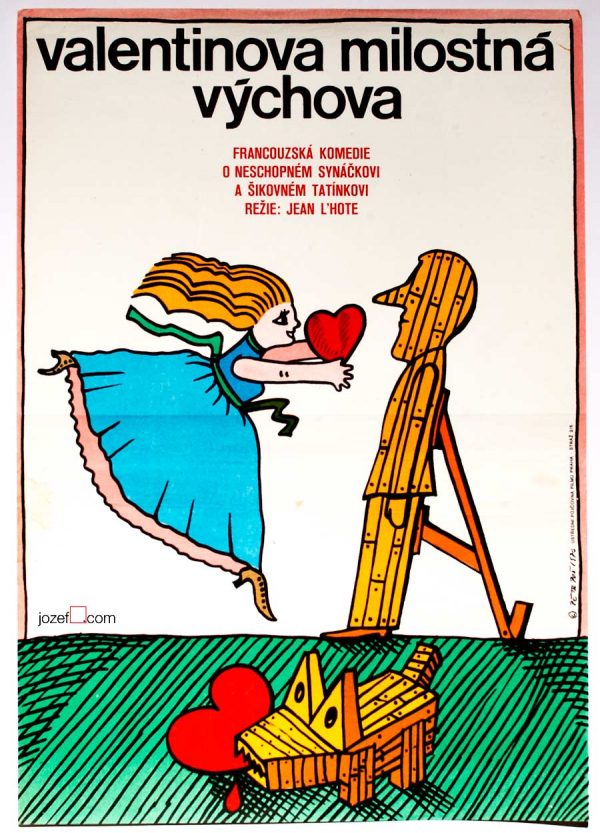 Movie Poster, The Education in Love of Valentine, Petr Pos, 1970s Cinema Art