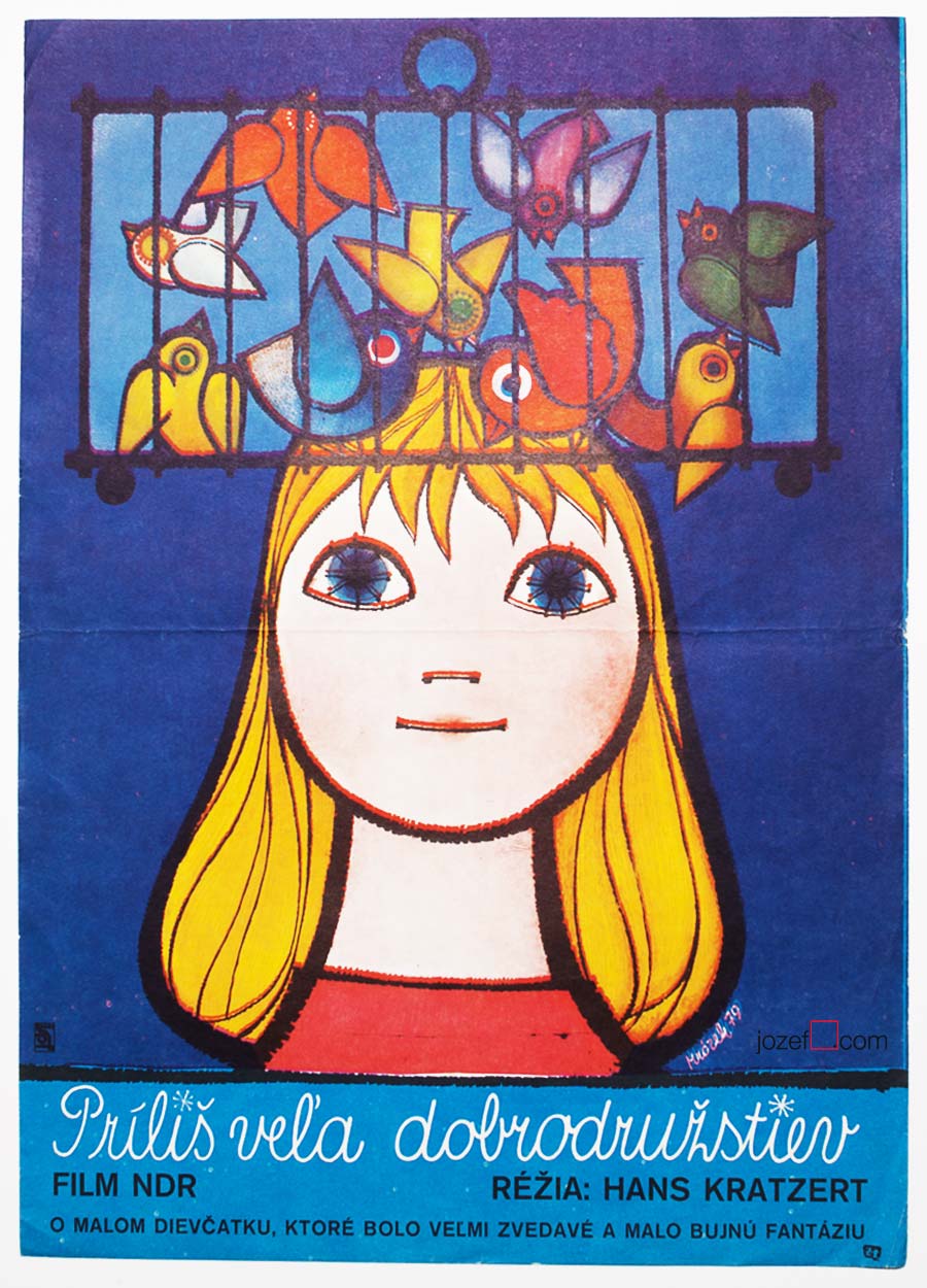 Illustrated Kids Movie Poster, Czechoslovakia, 1970s Cinema Art