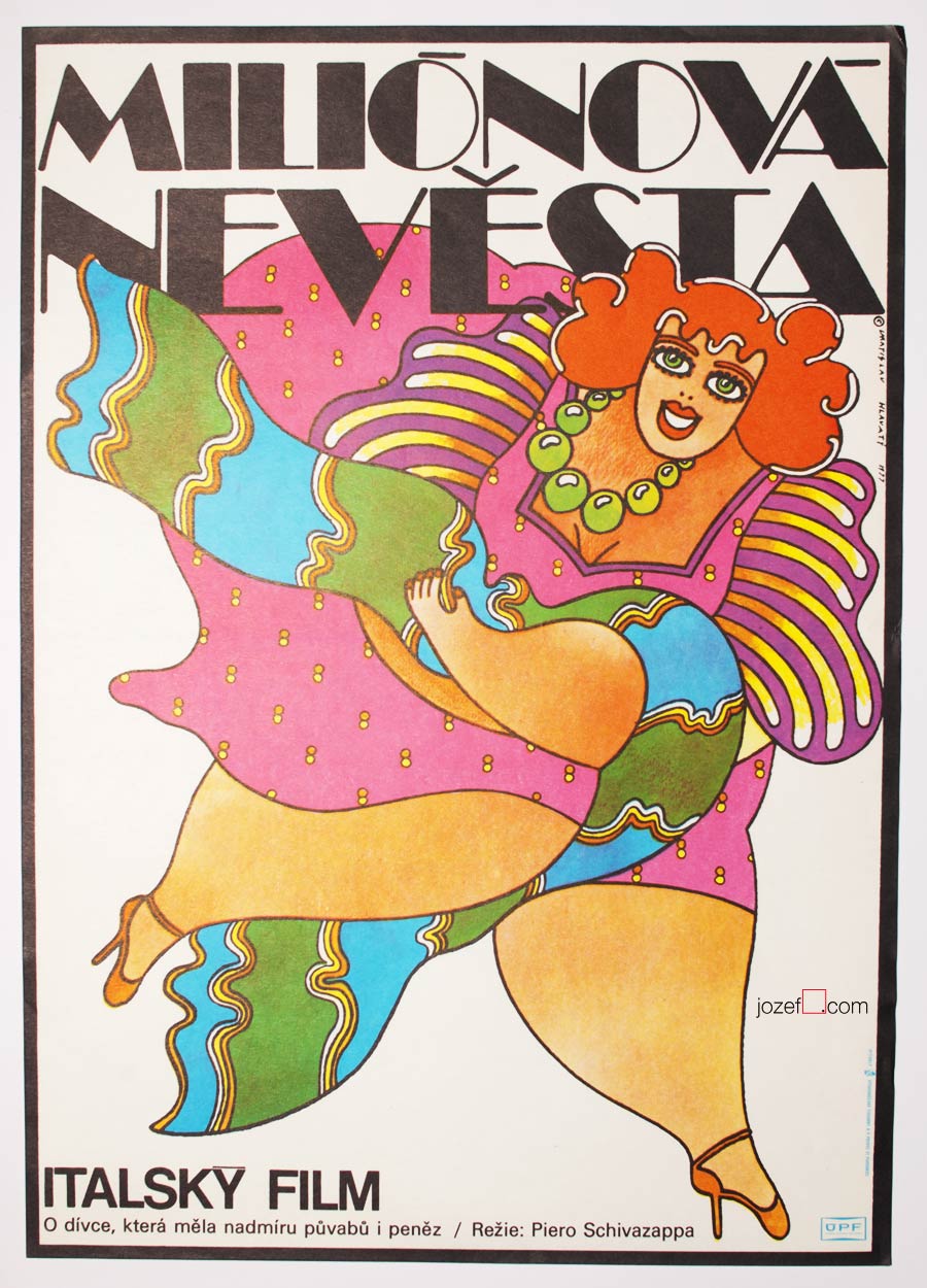 Movie Poster, Evening We Met, Vratislav Hlavaty, 1970s Graphic Design
