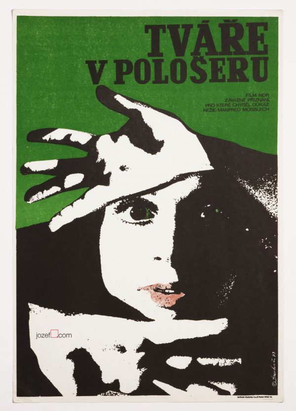 Movie Poster, Faces in the Darkness, Josef Duchon, 70s Cinema Art