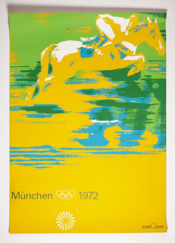 Modern Design Poster, Munich Olympics, Horse racing poster