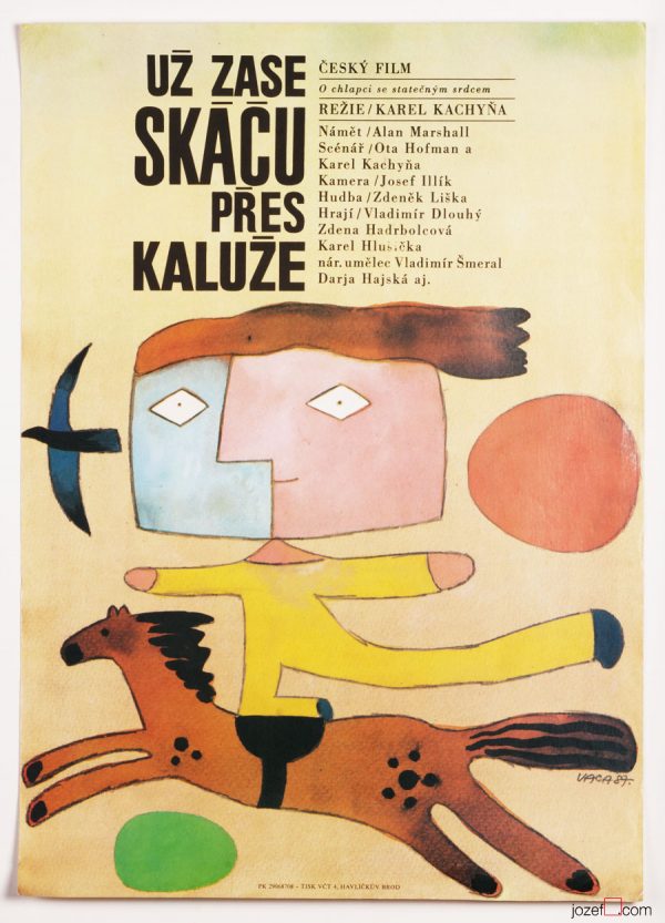 Movie Poster, Jumping Over Puddles, Karel Vaca, 1980s Cinema Art