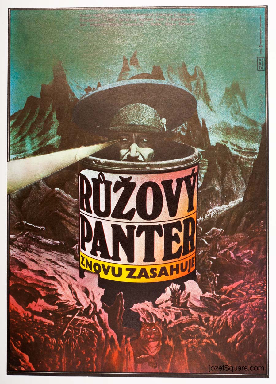 Movie Poster, The Pink Panther Strikes Again, Zdenek Ziegler, 1970s Graphic Design