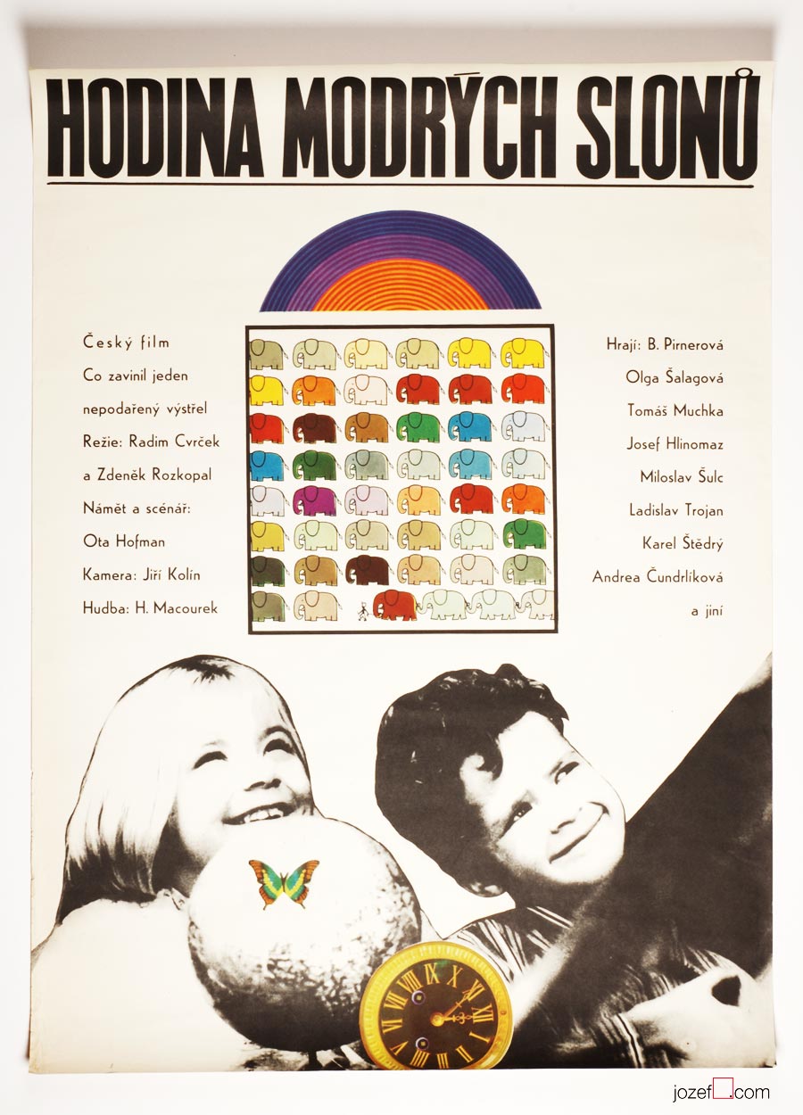 Movie Poster, The Hour of Blue Elephants, 1970s Cinema Art