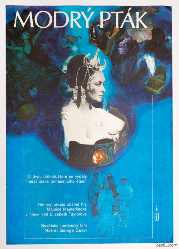 Movie Poster, Blue Bird, Elizabeth Taylor, 1970s Cinema Art