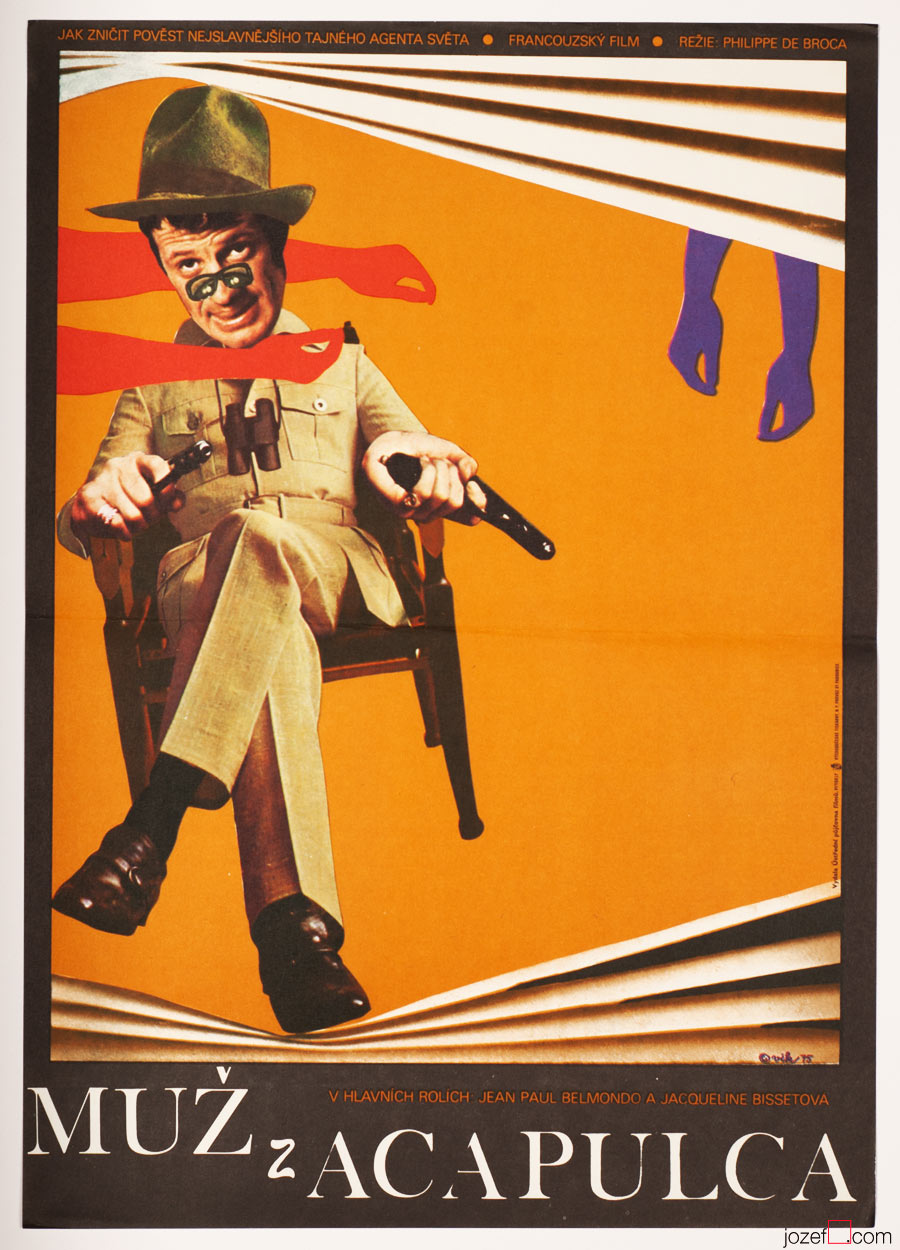 Movie Poster, The Man From Acapulco, Jean-Paul Belmondo, 1970s Graphic Design