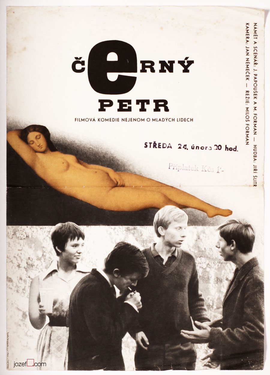 Film poster, Black Peter, Milos Forman, 1960s Poster art