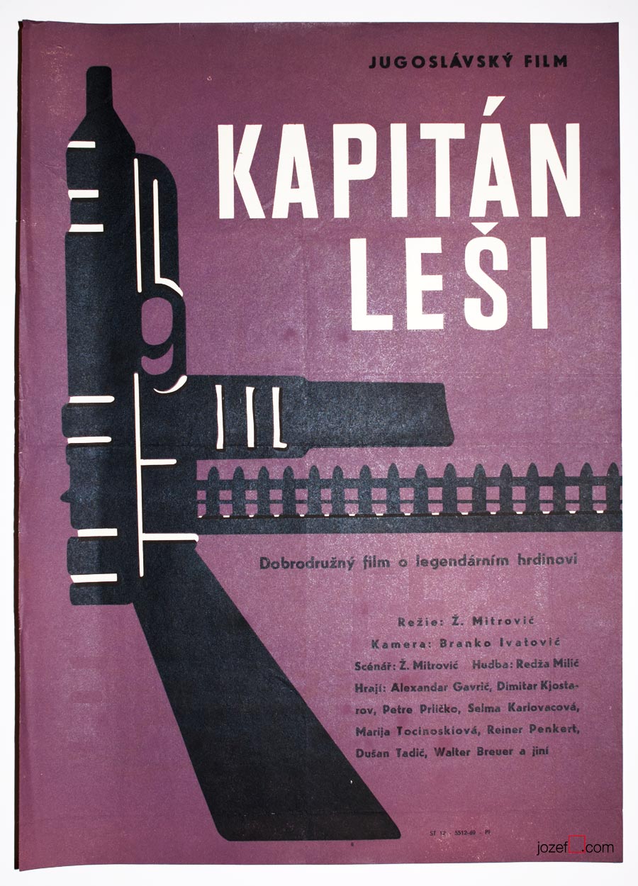Movie Poster, Captain Lechi, Minimalist 1960s Cinema Art