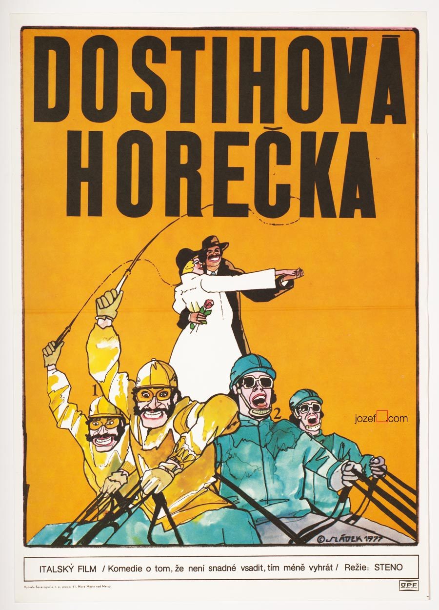 Movie Poster, Horse Fever, Antonin Sladek, 1970s Cinema Art