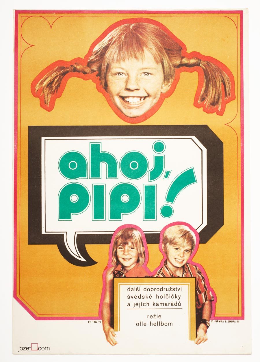 Pippi Goes on Board, Kids Movie Poster, 1970s Movie Poster