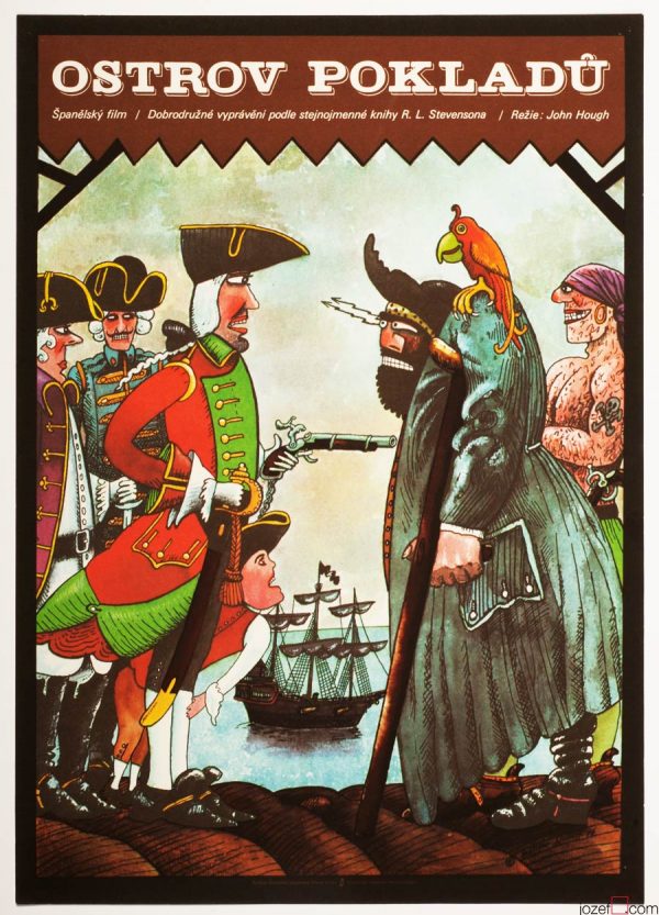 Movie Poster, Treasure Island, Vratislav Hlavaty, 70s Cinema Art