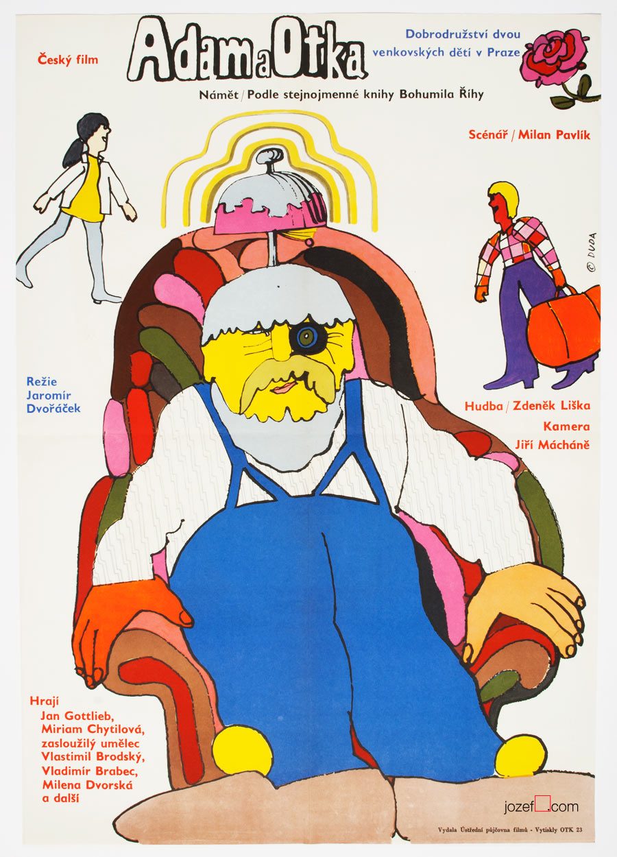 Illustrated Kids Poster, Adam and Otka, 70s Poster