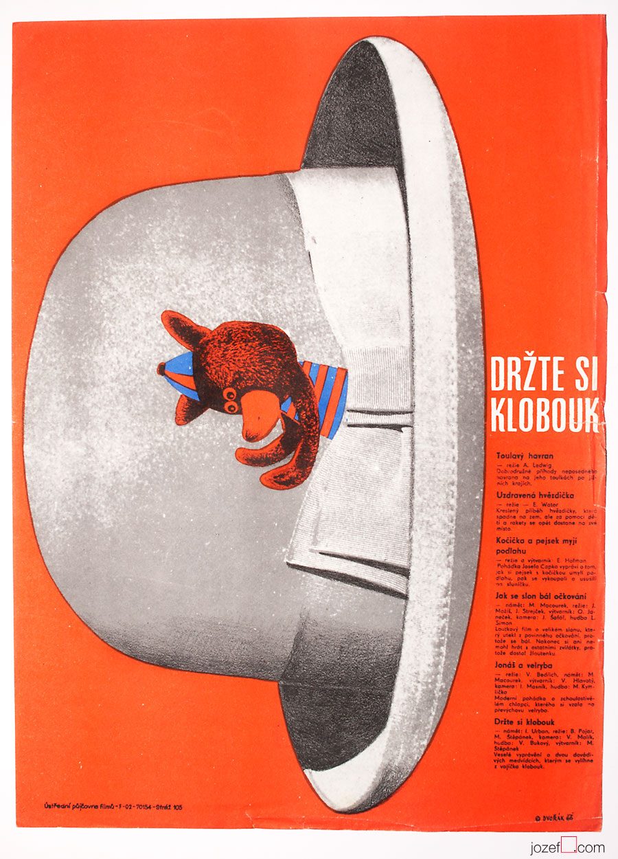 Children's Movie Poster, Hold Your Hat, Leopold Dvorak, 1960s Cinema Art