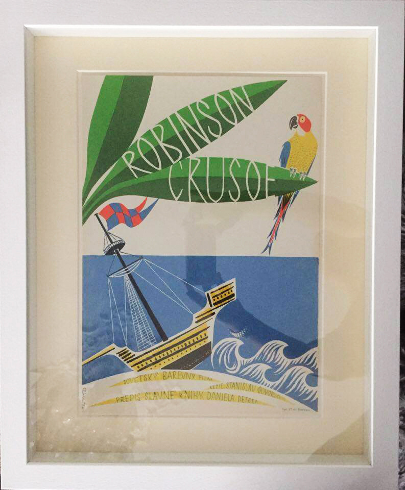 Robinson Crusoe Movie Poster in White Frame