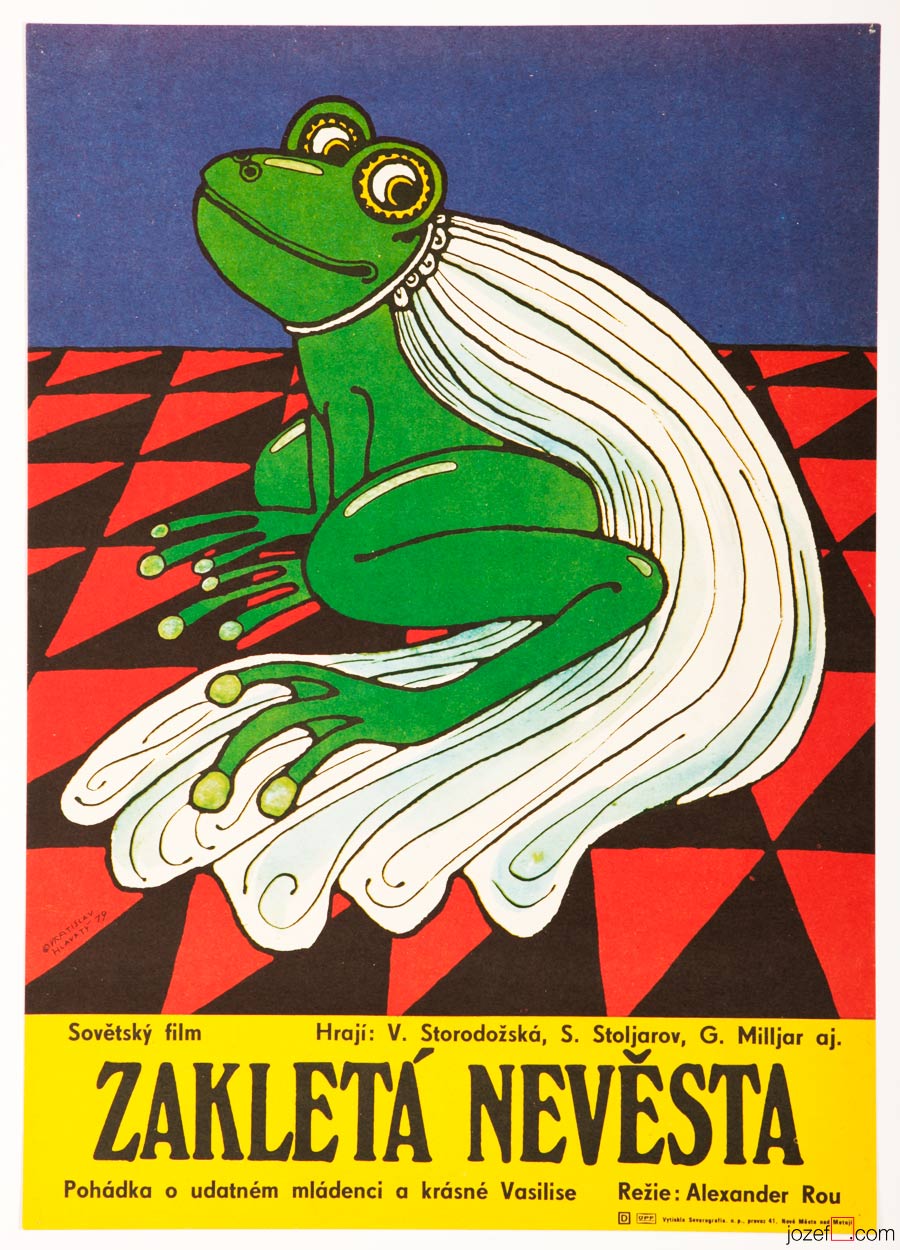 Children's Movie Poster, Vasilisa the Beautiful, Vratislav Hlavaty, 70s Cinema Art