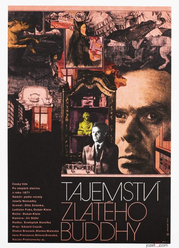 Movie Poster, Secret of the Golden Buddha, Zdenek Ziegler, 1970s Cinema Art