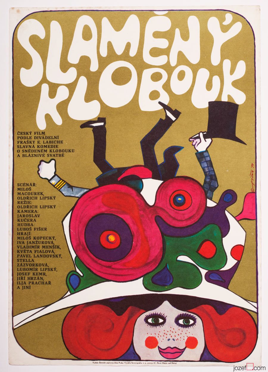 Straw Hat Movie Poster, 70s Cinema Art