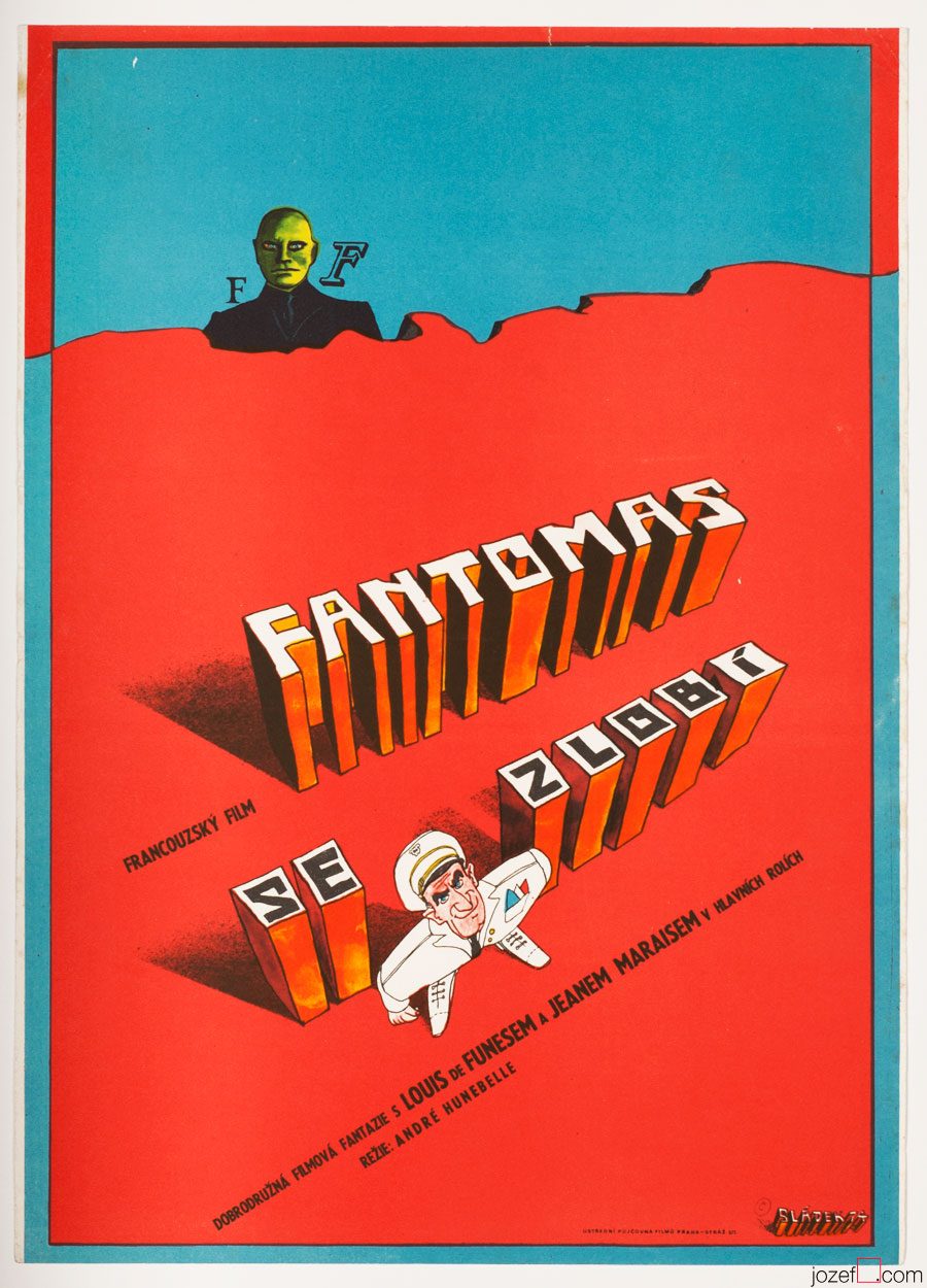 Movie Poster, Fantomas Unleashed, Antonin Sladek, 1970s Graphic Design