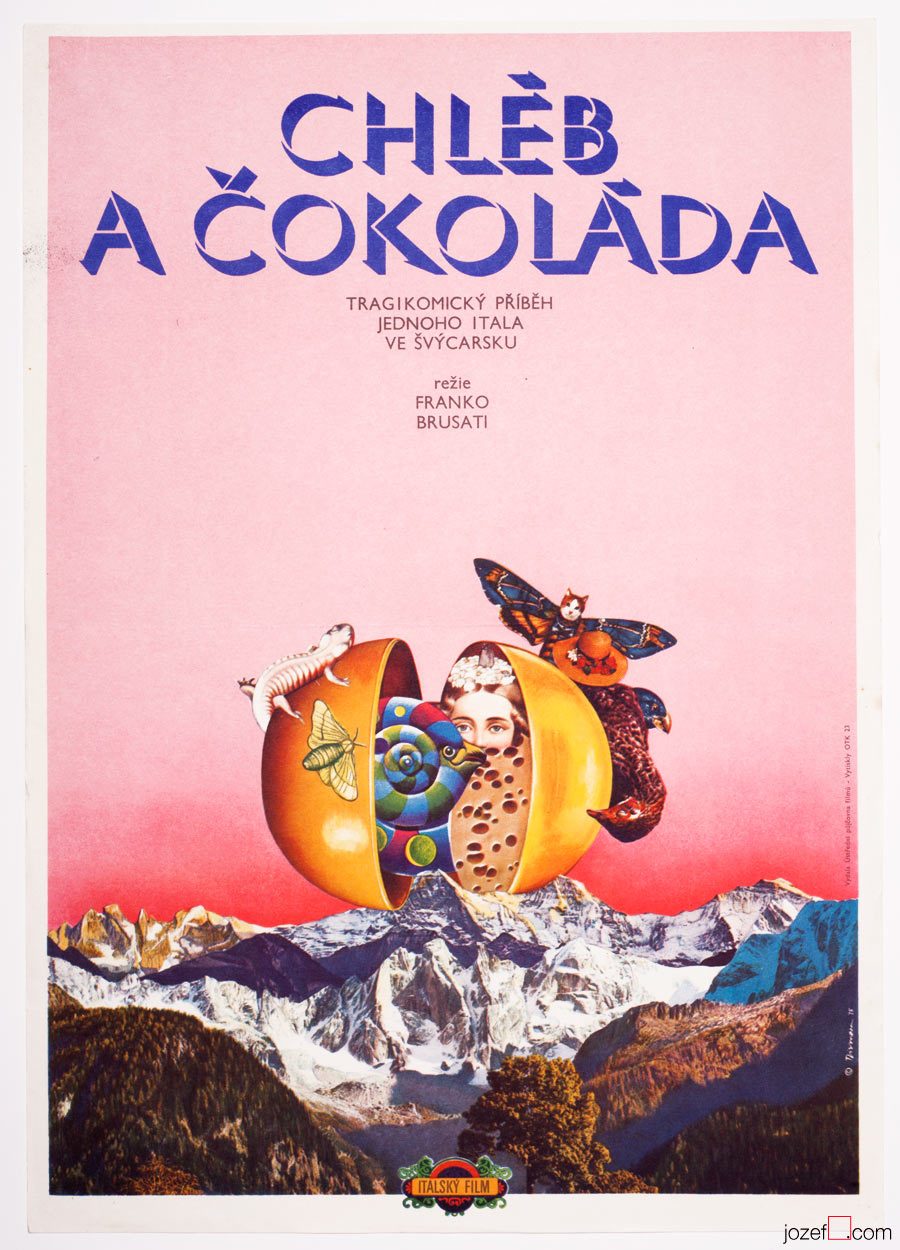 Bread and Chocolate Movie Poster, Surreal Poster Design