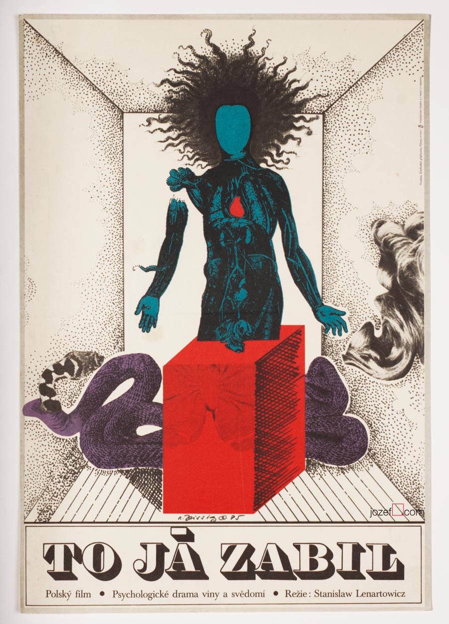 Surreal Movie Poster, Karel Teissig, I Killed, 1970s Graphic Art