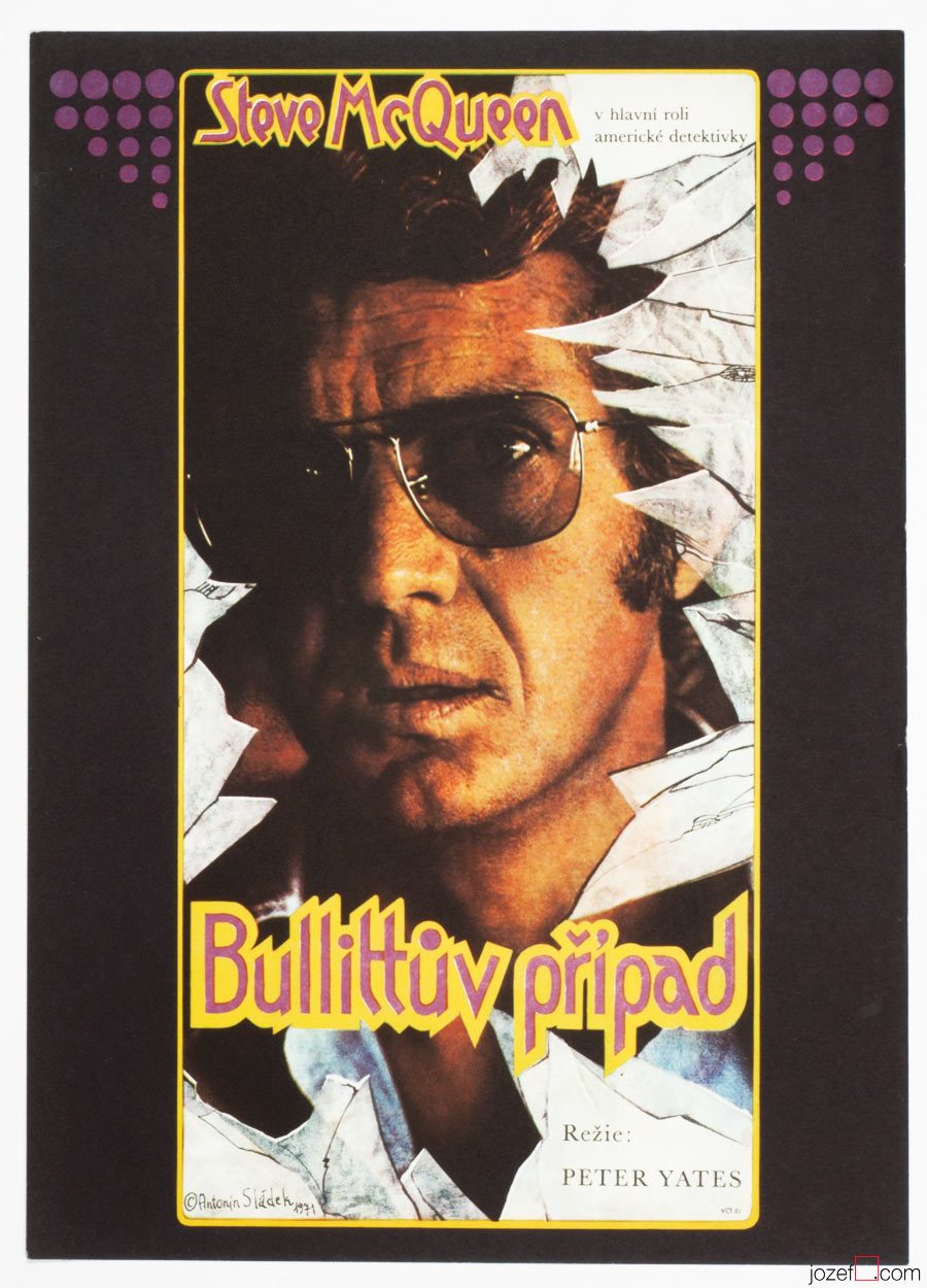 Bullitt Movie Poster, Steve McQueen, 1970s Cinema Art