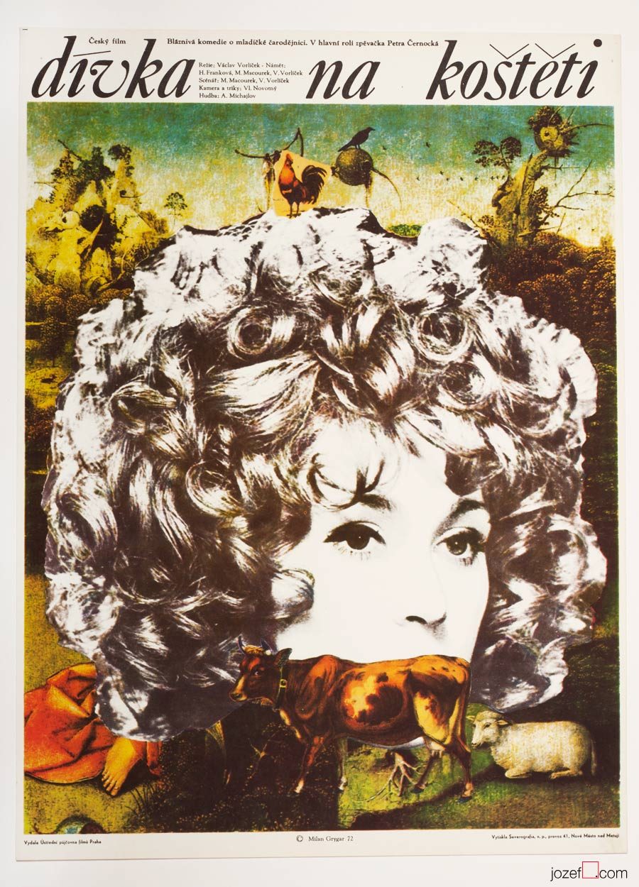 The Girl on the Broomstick, Surreal Poster Art