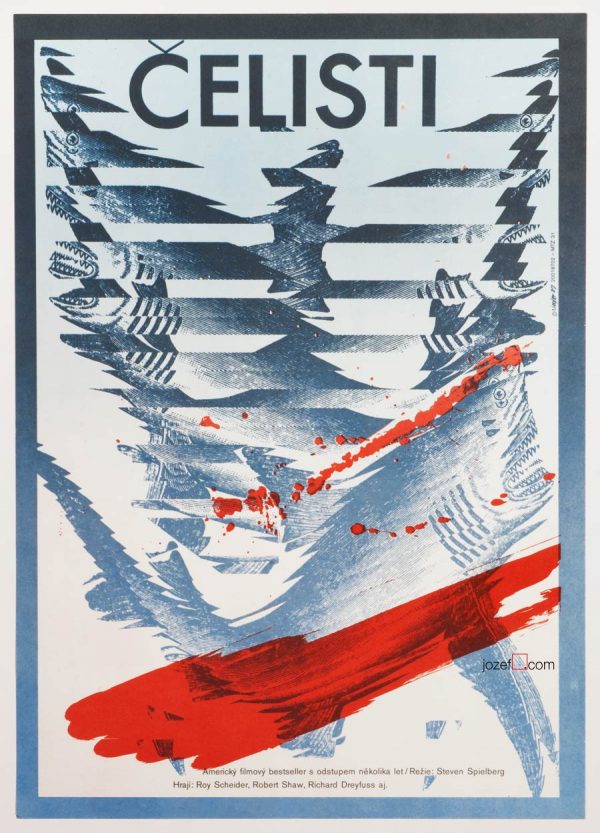 Jaws Movie Poster, Zdenek Ziegler 80s Artwork