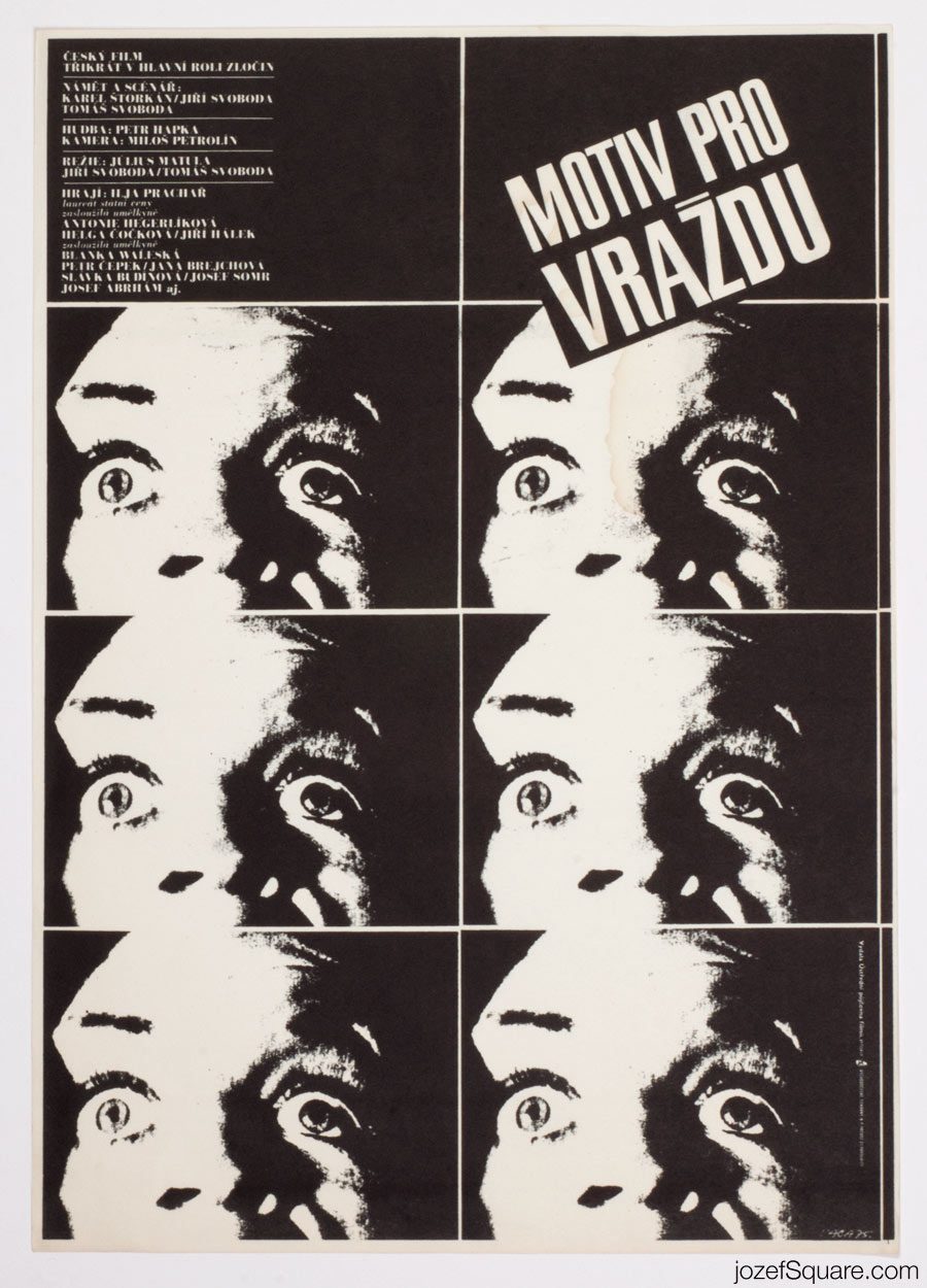 Motive for Murder Movie Poster, 70s Artwork Karel Vaca