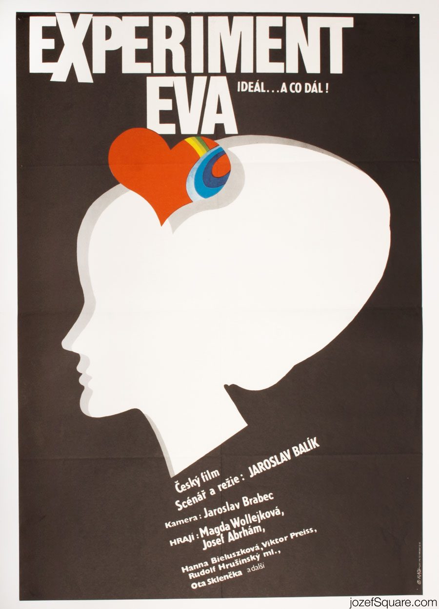 Minimalist Movie Poster, Experiment Eva, Zdenek Vlach, 1980s Cinema Art