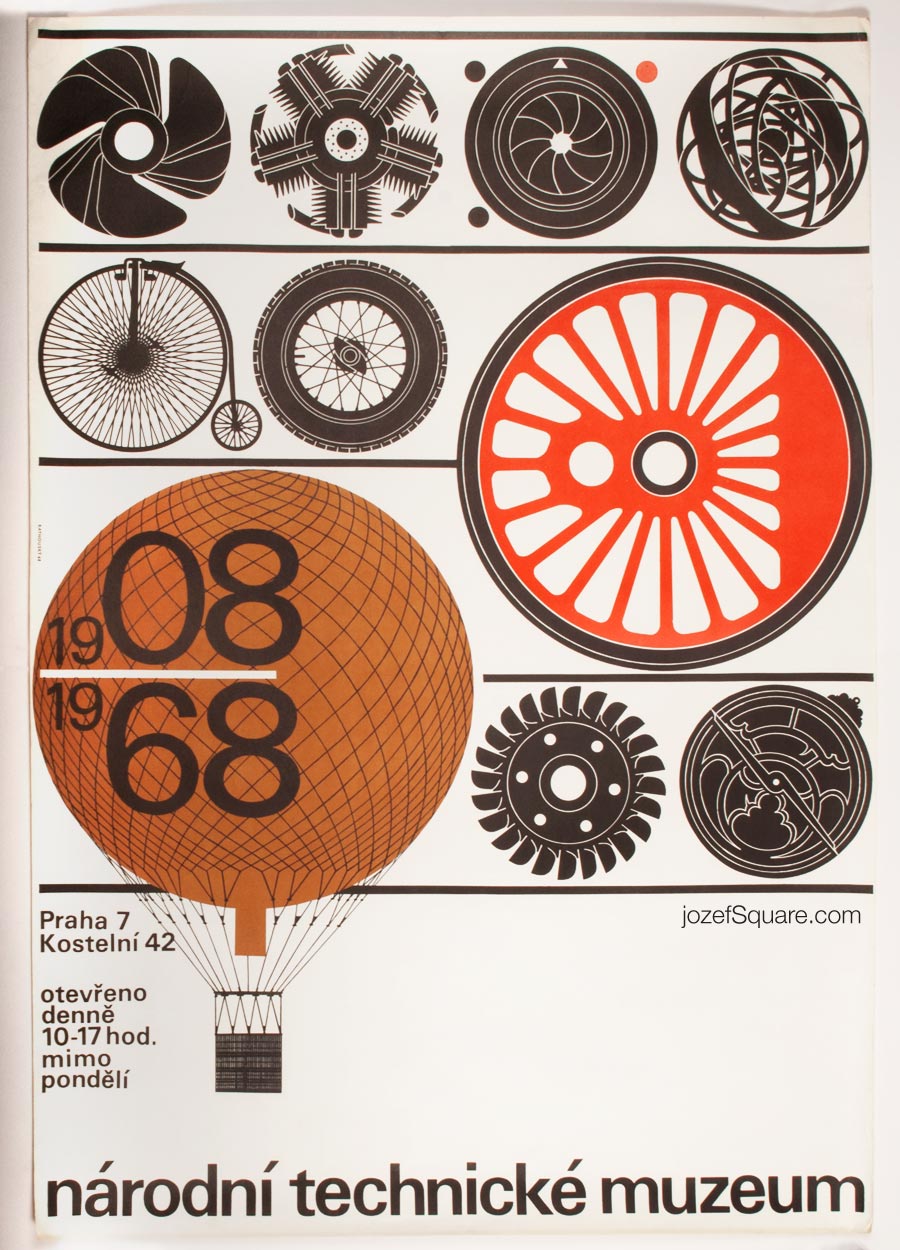 Exhibition Poster – National Technical Museum 1908 – 1968, Jiří Rathouský, 1968