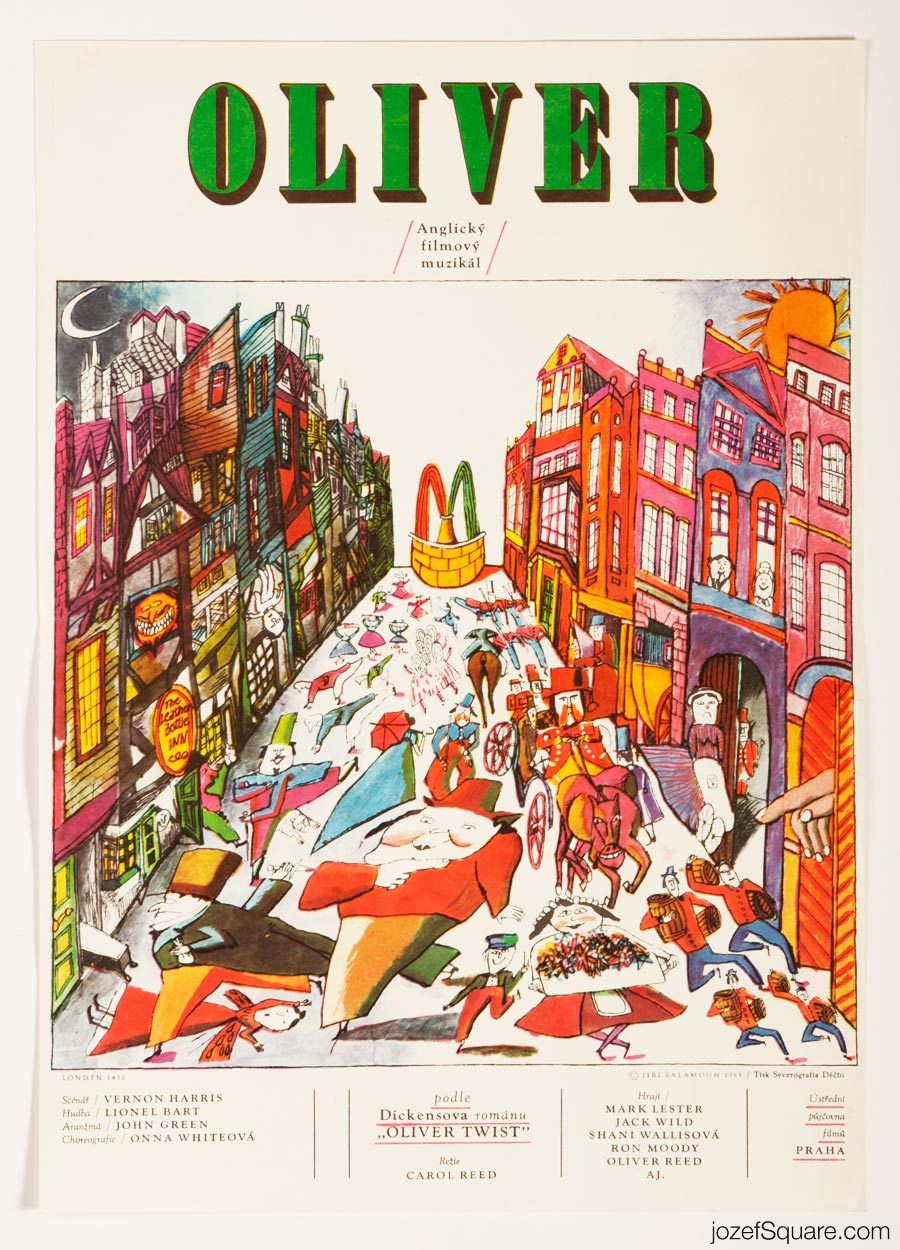 Oliver Movie Poster, 60s Illustrated Poster Art