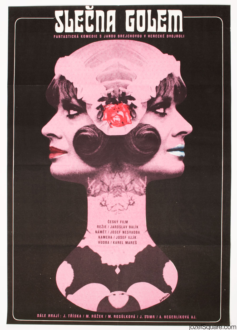 Movie Poster, Miss Golem, Karel Vaca, 1970s Graphic Design