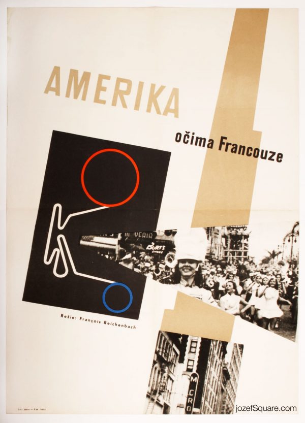 America As Seen by a Frenchman Movie Poster, 60s VIntage Poster Art