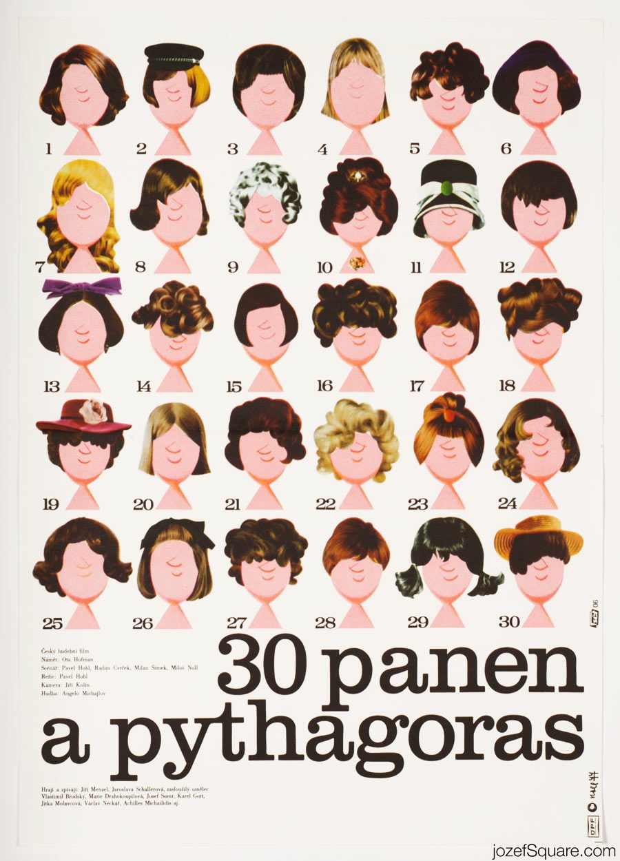 Thirty Maidens and Pythagoras Movie Poster, 70s Poster Art