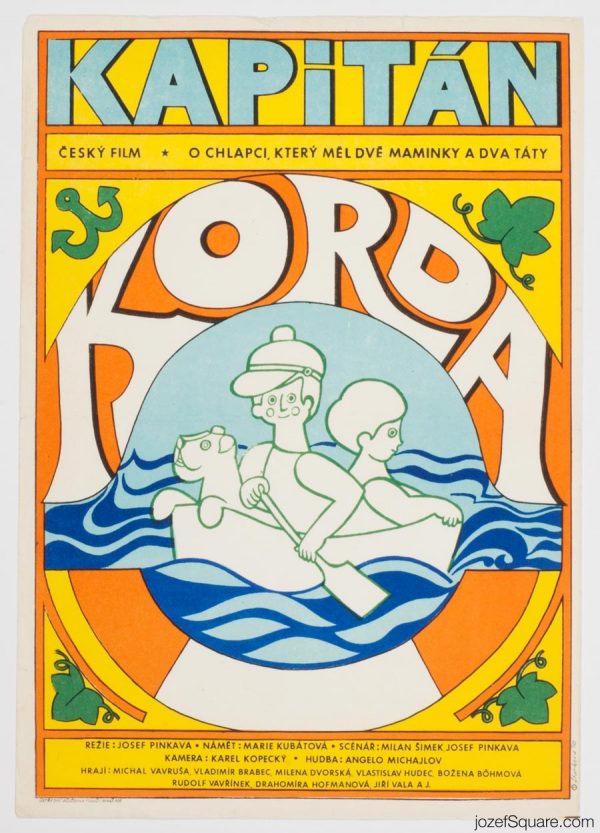 Children's Movie Poster, Captain Korda, Olga Starkova, 1970s Graphic Design