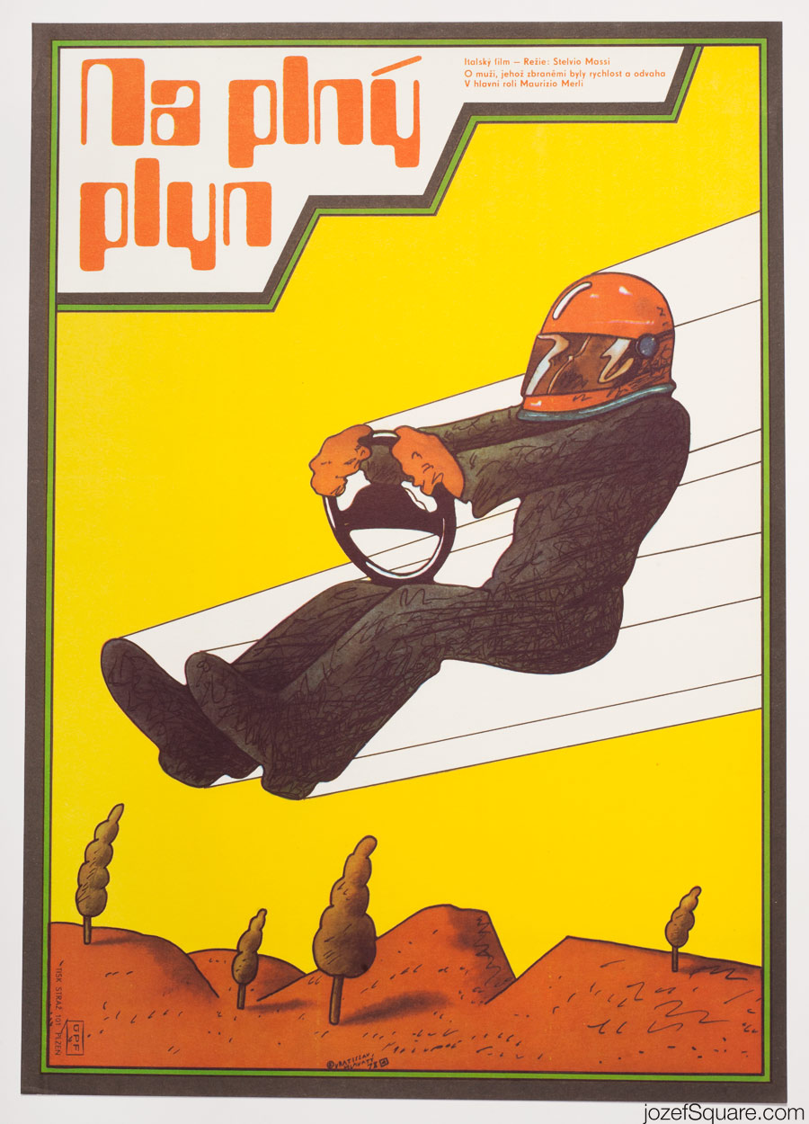 Highway Racer Movie Poster, Vratislav Hlavaty, 70s Artwork