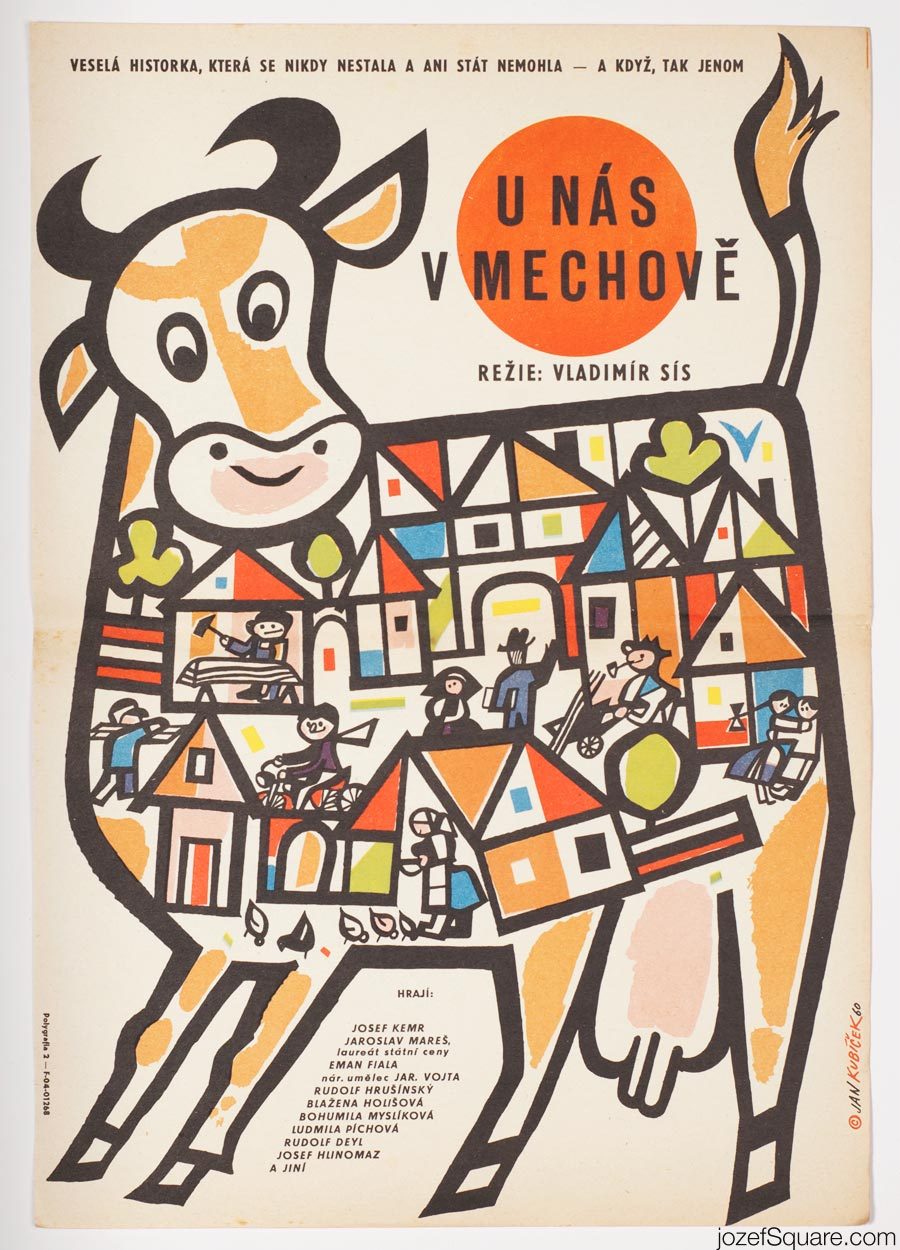 At Ours in Mechov Movie Poster, Illustrated 60s Poster Artwork