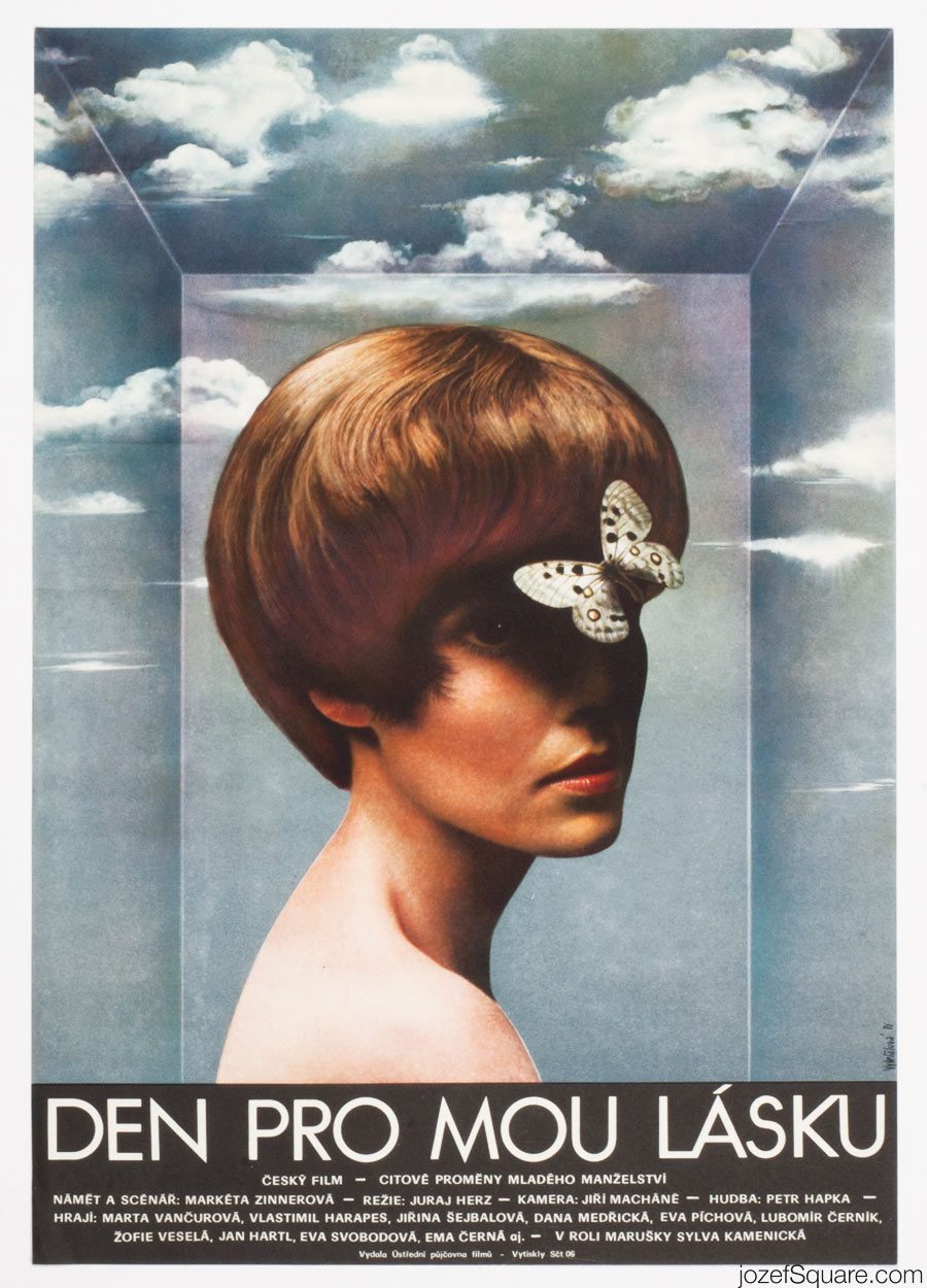 Movie Poster, Day for my Love, Olga Polackova-Vyletalova, 1970s Graphic Design