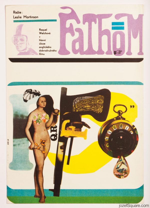 Fathom Movie Poster, 60s Collage Art, Raquel Welch