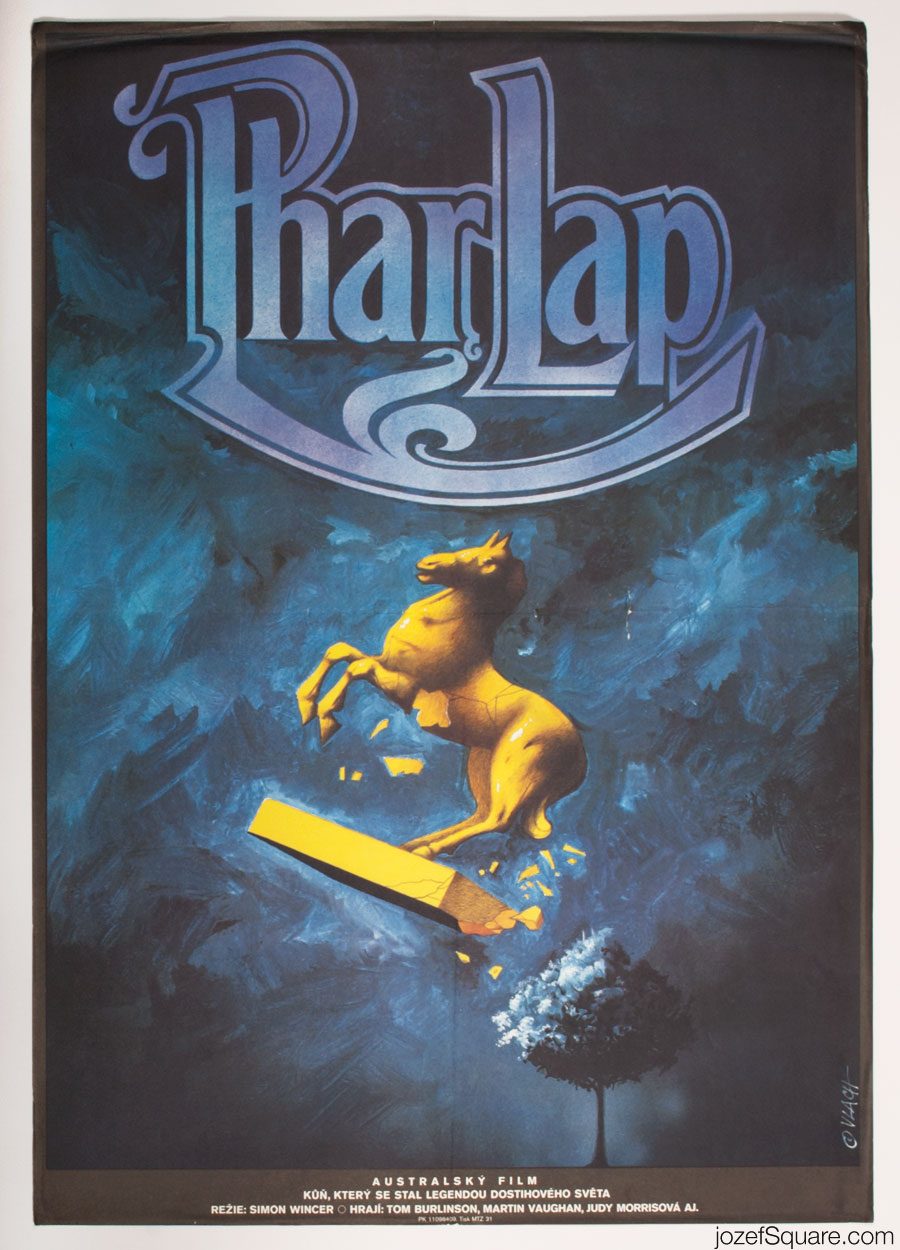 Phar Lap Movie Poster, 80s Illustrated Poster Design