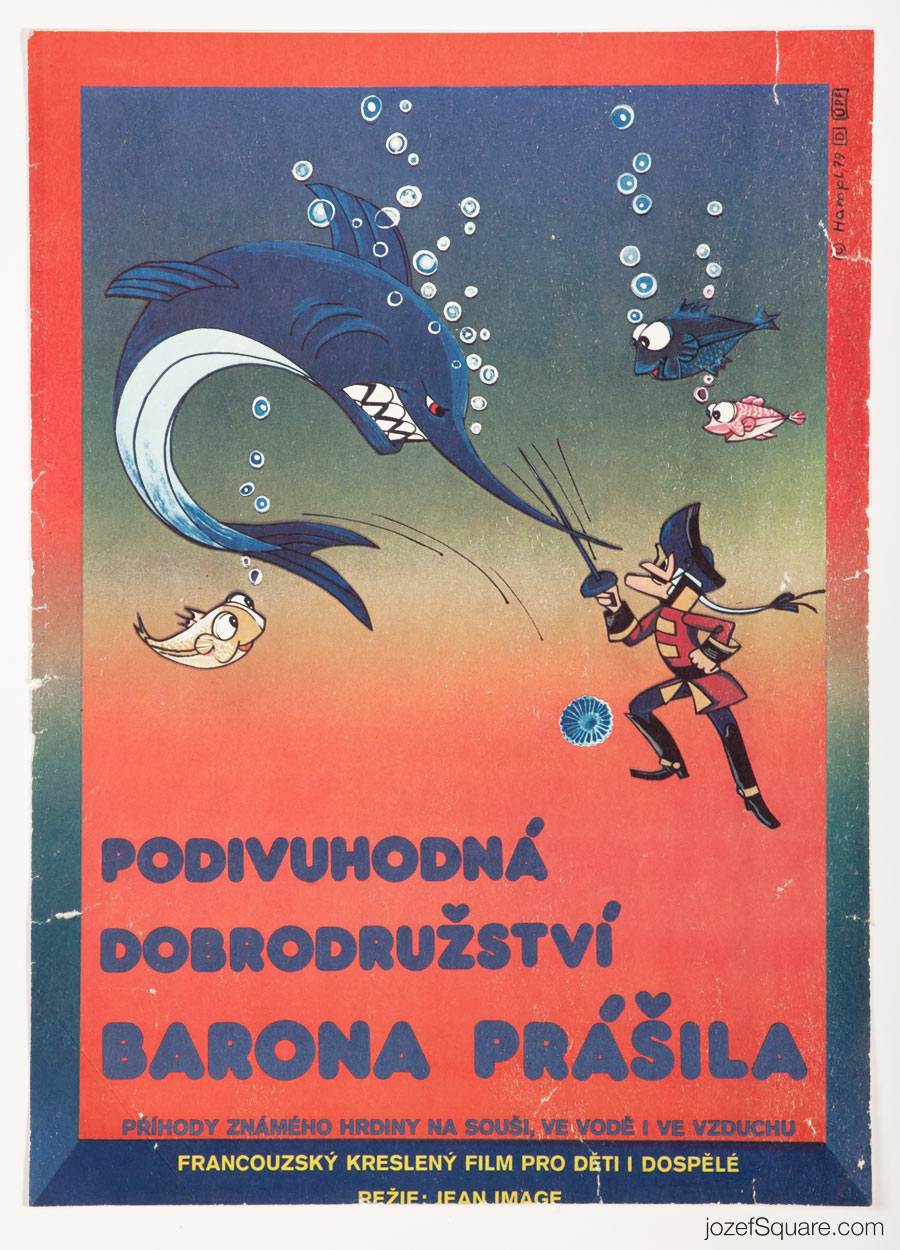 Baron Münchhausen Movie Poster, 70s Kids Poster Art