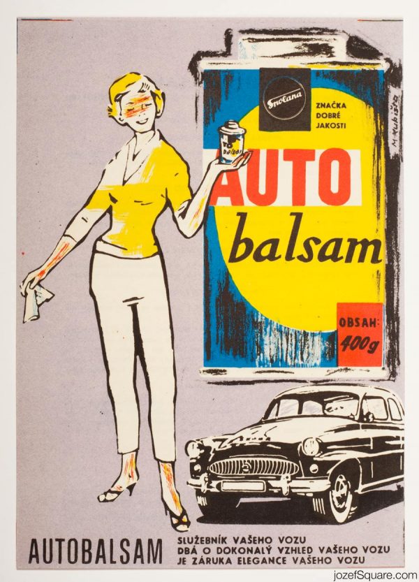 Advertising Poster, Auto Balsam, Spolana, 60s Artwork