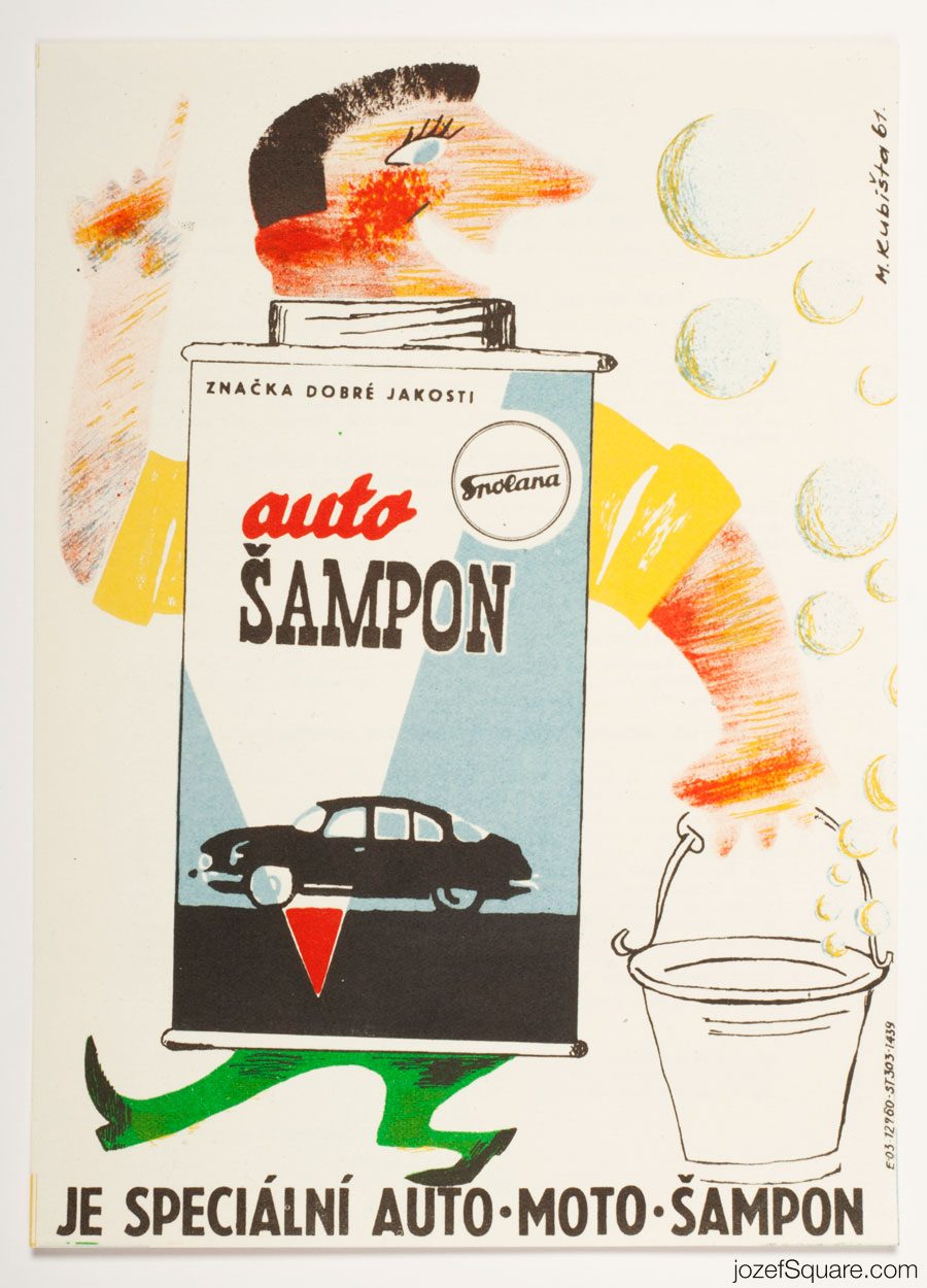 Advertising Poster, Auto Shampoo, Spolana, 60s Artwork