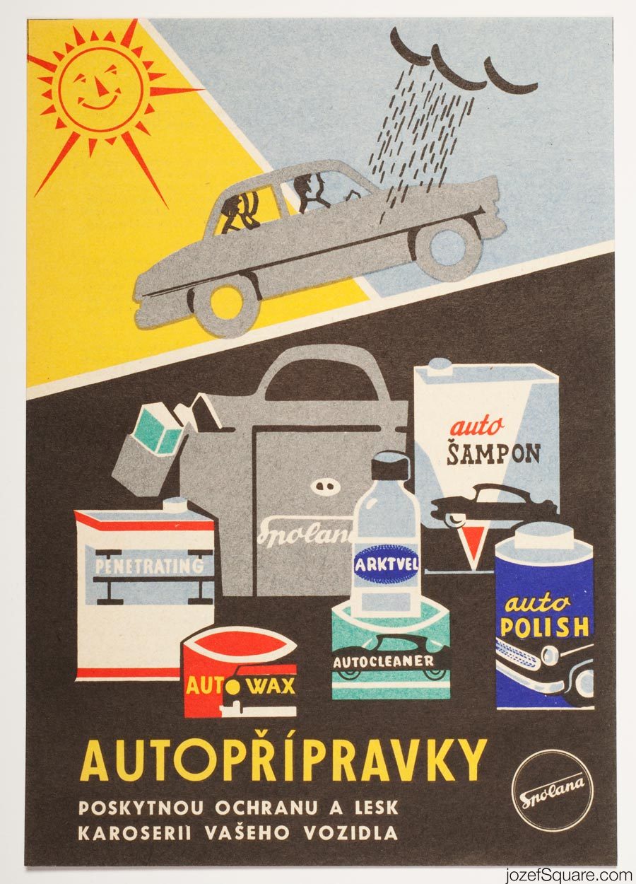 Advertising Poster, Car Care, Spolana, 60s Artwork