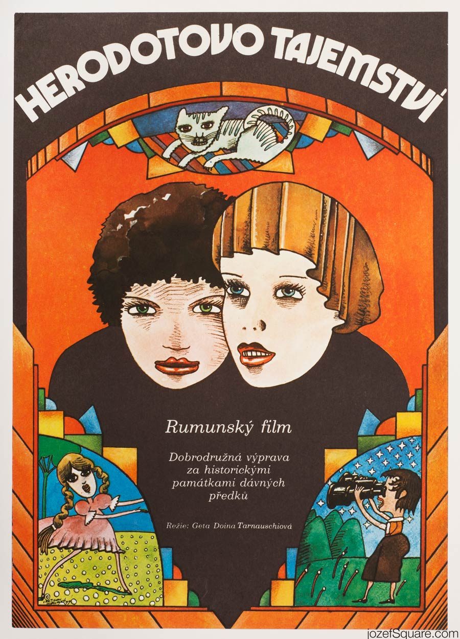 Vratislav Hlavaty The Mystery of Herodotus, Kids Movie Poster, 70s Artwork