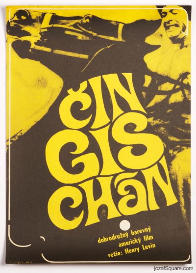 Genghis Khan Movie Poster, 60s Cinema Art, Zdenek Ziegler