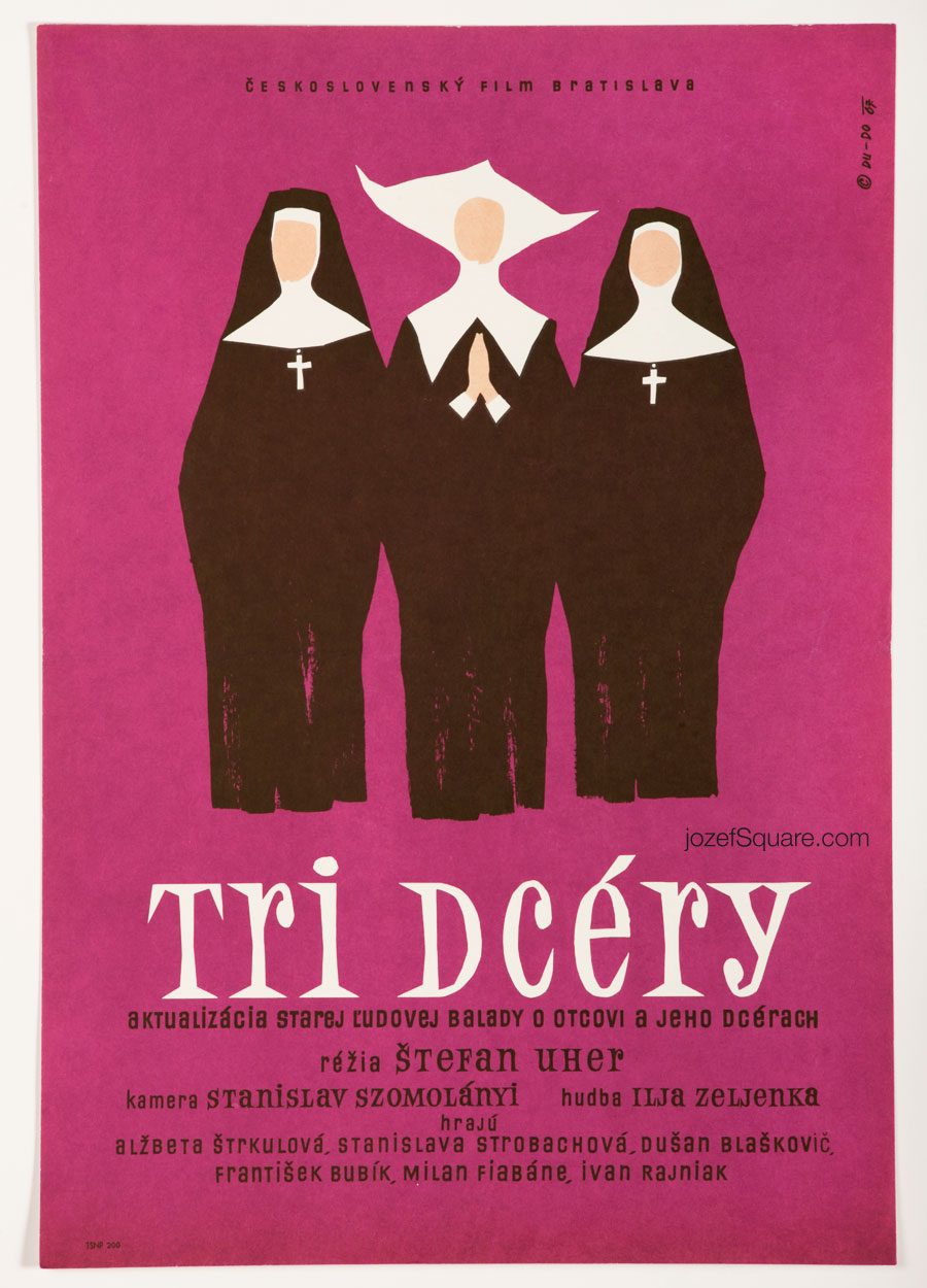 Three Daughters Movie Poster, Minimalist Movie Poster, 60s Cinema Art