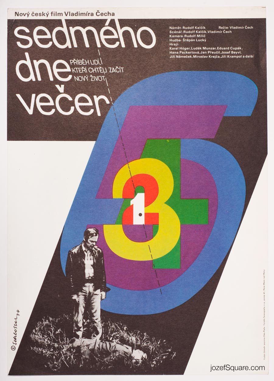 Movie Poster, The Seventh Evening, 70s Graphic Art